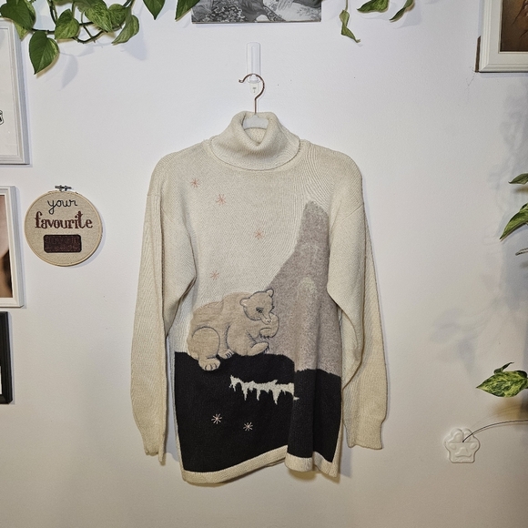 Vintage Polar Bear Graphic Wool Blend Sweater - Picture 1 of 8